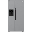 ASP352VPX  BEKO 368/203 LITRE AMERICAN FROST FREE FRIDGE FREEZER SILVER - PLUMBED FOR ICE AND WATER - HARVEST FRESH
