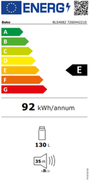 BEKO 130LITRE 82X60CM UNDERCOUNTER LARDER FRIDGE BUILT IN | BLS4682
