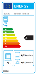 KOFGH40TK 949496385  ELECTROLUX 72LITRE BUILT IN MULTIFUNCTION SINGLE OVEN - BLACK