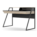 Alphason Salcombe Desk - Black & Oak with Storage Shelves