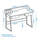 Alphason Salisbury Desk - Oak & Black with Storage Drawers