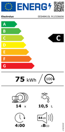 EES48410L 911536656  ELECTROLUX 14 PLACE SETTING FULLY INTEGRATED DISHWASHER - WITH CUTLERY TRAY