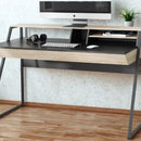Alphason Salcombe Desk - Black & Oak with Storage Shelves