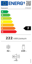 P75562KW POWERPOINT 159/42 LITRE 143 X 55 CM FRIDGE FREEZER - WHITE- TOP MOUNTED FREEZER
