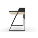 Alphason Salcombe Desk - Black & Oak with Storage Shelves