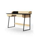 Alphason Salisbury Desk - Oak & Black with Storage Drawers