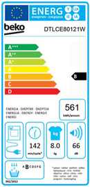 DTLCE80121W  BEKO 8KG CONDENSER DRYER WHITE WITH GLASS DOOR
