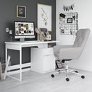 Alphason Bridport Home Office Desk - White Gloss, Drawer & Storage