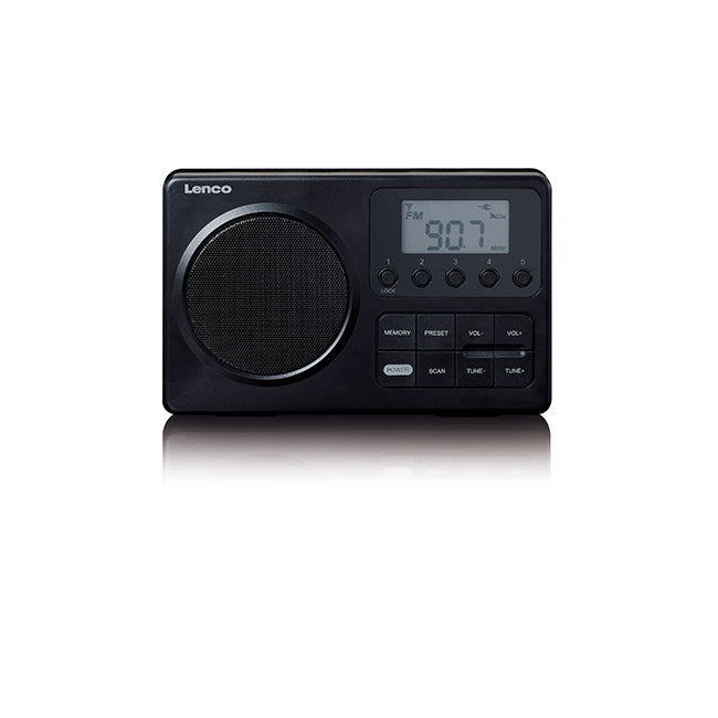 LENCO MPR-035BK-UK Compact Portable FM Radio with LCD Display – Black ds