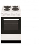 P05E1S1W  POWERPOINT 50CM SINGLE CAVITY FREESTANDING COOKER WITH 4 ZONE SOLID PLATE HOB