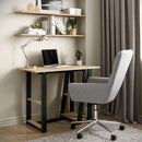 Penzance Compact Desk – Oak Finish, Black Frame, 2 Shelves