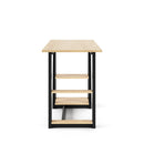 Penzance Compact Desk – Oak Finish, Black Frame, 2 Shelves