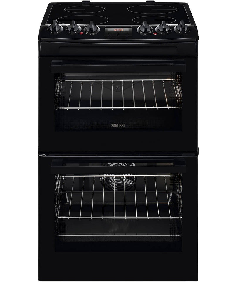 Zanussi 55cm Double Oven Black Cooker | ZCV46250BA